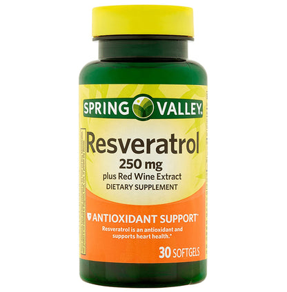 Spring Valley Resveratrol 250mg Plus Red Wine Extract Softgel - Classic Derma