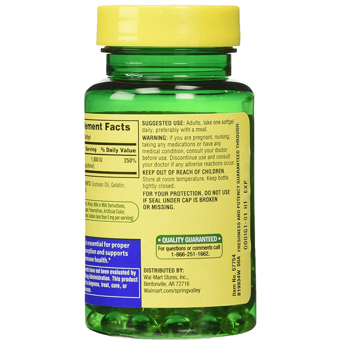 Spring Valley Vitamin D3 1000IU Softgel