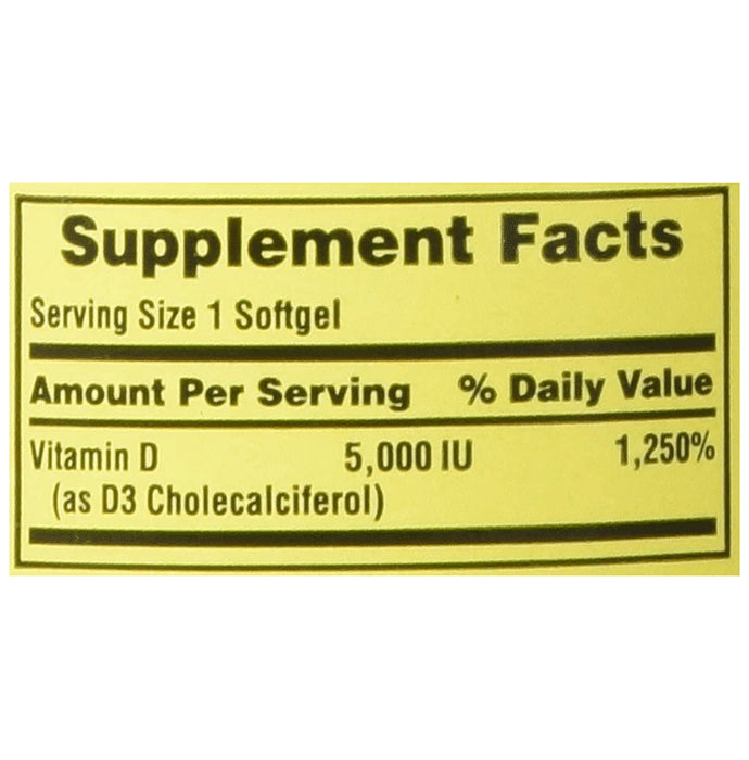 Spring Valley Vitamin D3 125mcg (5000IU) Softgel