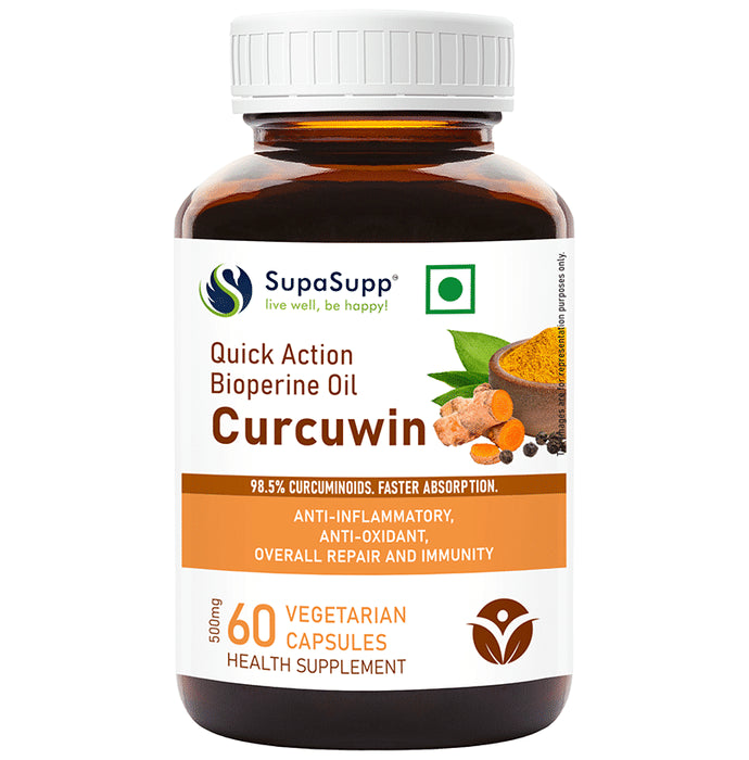 Sri Sri Tattva Sri Sri Tattva SupaSupp Quick Action Bioperine Oil Curcuwin, for Overall Repair - Classic Derma