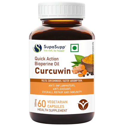 Sri Sri Tattva Sri Sri Tattva SupaSupp Quick Action Bioperine Oil Curcuwin, for Overall Repair - Classic Derma