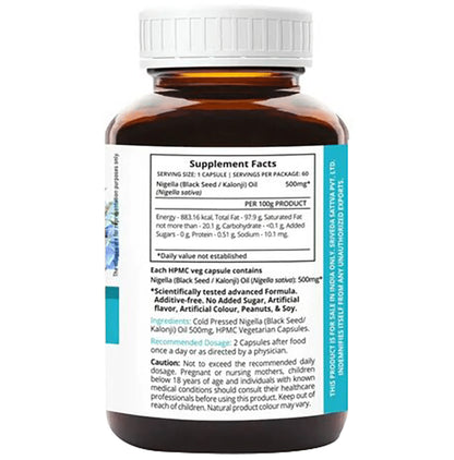 Sri Sri Tattva SupaSupp Nigella Oil Vegetarian Capsule Immuno Protector, Builds Immunity & Strength