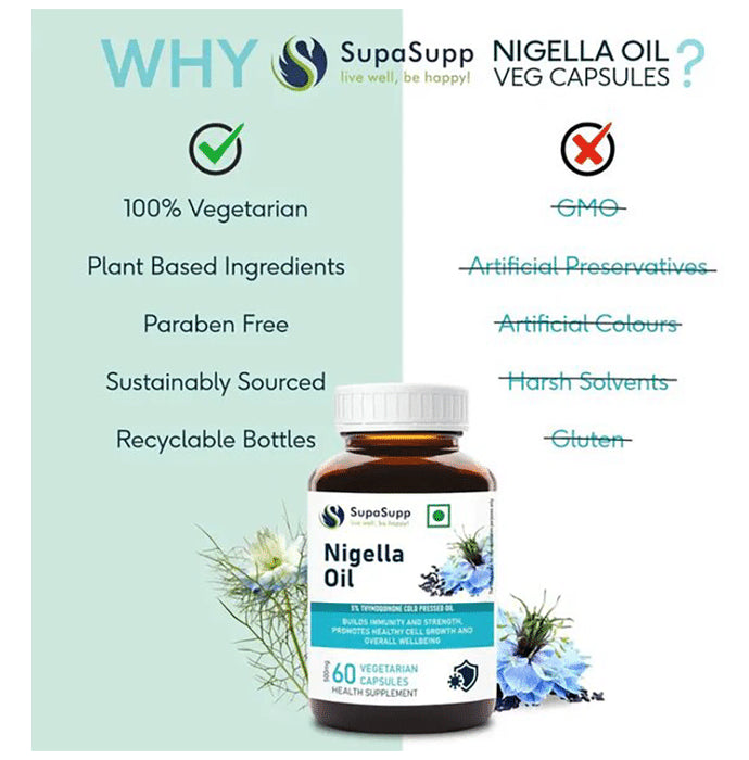 Sri Sri Tattva SupaSupp Nigella Oil Vegetarian Capsule Immuno Protector, Builds Immunity & Strength