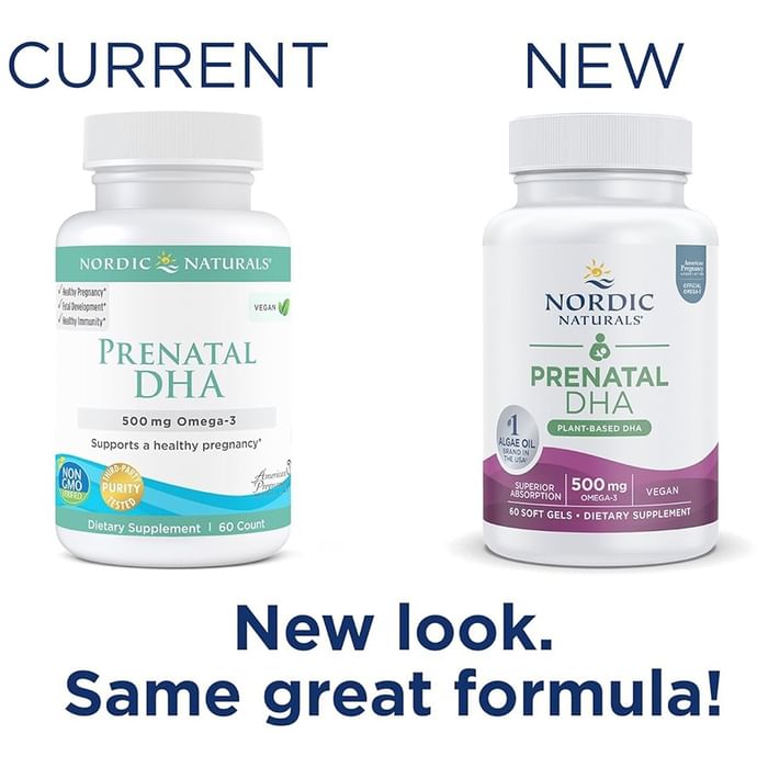 Nordic Naturals Prenatal DHA Plant Based DHA 500mg Soft Gels