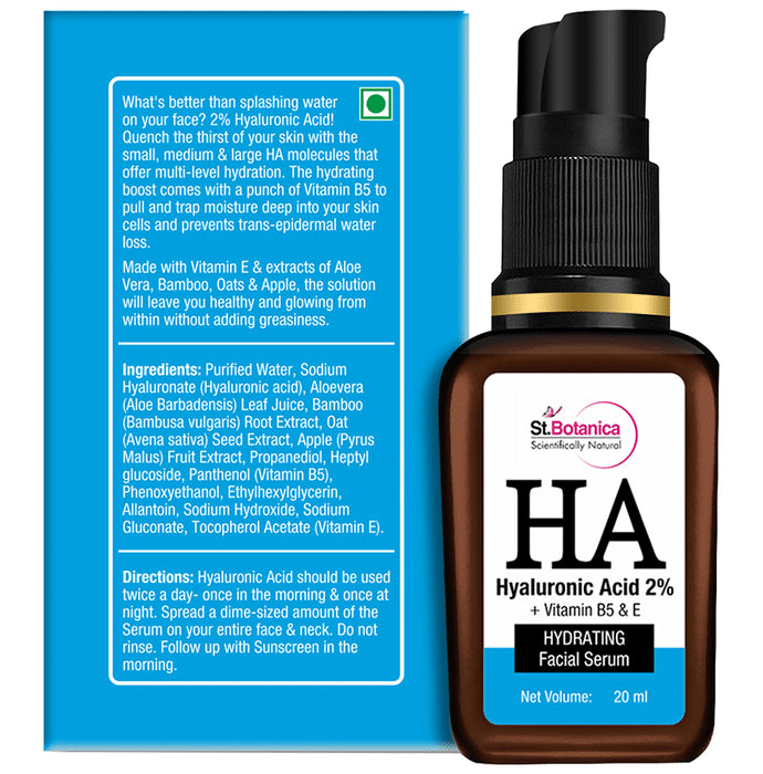 St.Botanica HA Hyaluronic Acid 2% + Vitamin B5 & E Hydrating Facial Serum