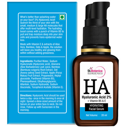 St.Botanica HA Hyaluronic Acid 2% + Vitamin B5 & E Hydrating Facial Serum