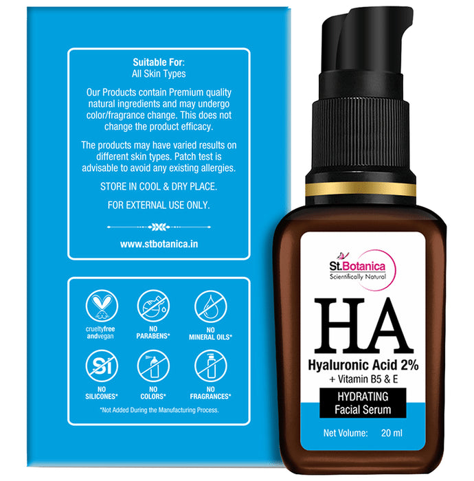 St.Botanica HA Hyaluronic Acid 2% + Vitamin B5 & E Hydrating Facial Serum