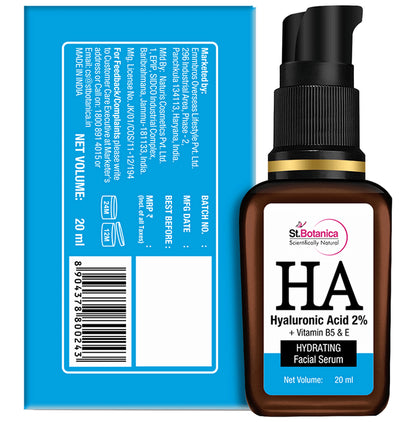 St.Botanica HA Hyaluronic Acid 2% + Vitamin B5 & E Hydrating Facial Serum