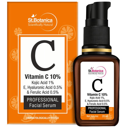 St.Botanica Vitamin C 10% + Kojic Acid 1% + E, Hyaluronic Acid 0.5% & Ferulic Acid 0.5% Professional Facial Serum - Classic Derma