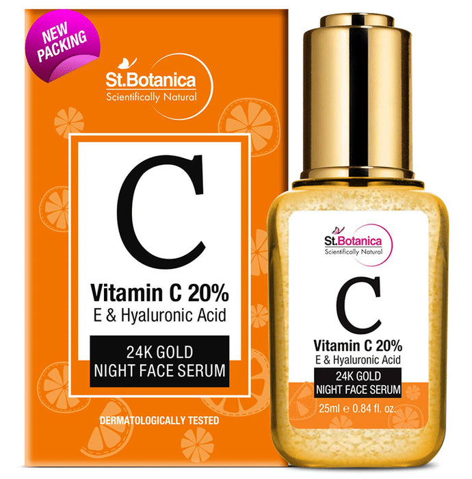 St.Botanica Vitamin C 20%, E & Hyaluronic Acid 24k Gold Night Face Serum - Classic Derma