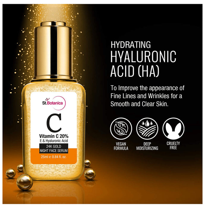 St.Botanica Vitamin C 20%, E & Hyaluronic Acid 24k Gold Night Face Serum
