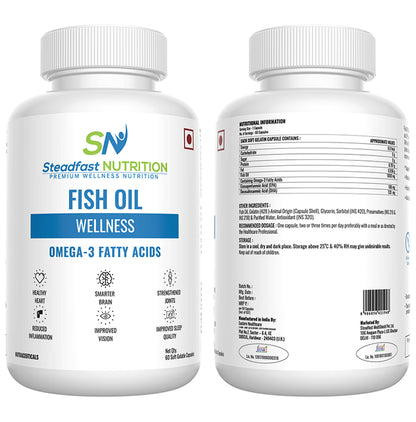 Steadfast Nutrition Fish Oil Wellness Omega 3 Fatty Acids Soft Gelatin Capsule