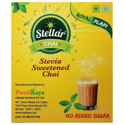 Steller Stevia Sweetened Chai with 10 Cups + Stirrers Free Royal Plain
