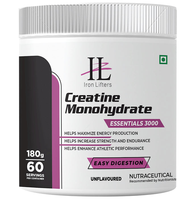 Iron Lifters Creatine Monohydrate Essentials 3000 Powder Unflavoured - Classic Derma