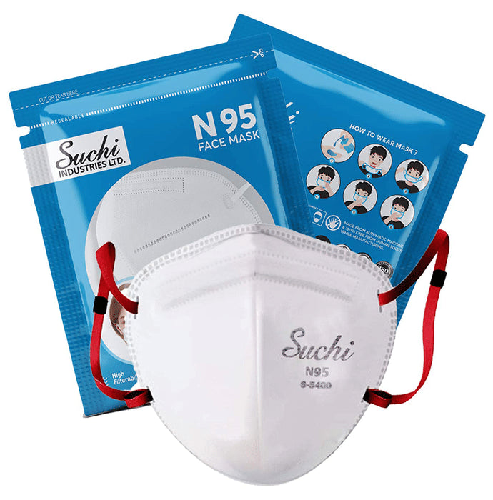 Suchi N 95 Face Mask with Adjustable Overhead Loop White