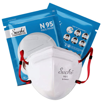 Suchi N 95 Face Mask with Adjustable Overhead Loop White