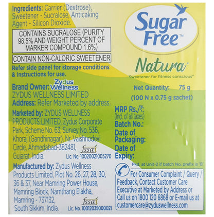 Sugar Free Natura Sweetner for Fitness Conscious (100 Sachet Each)