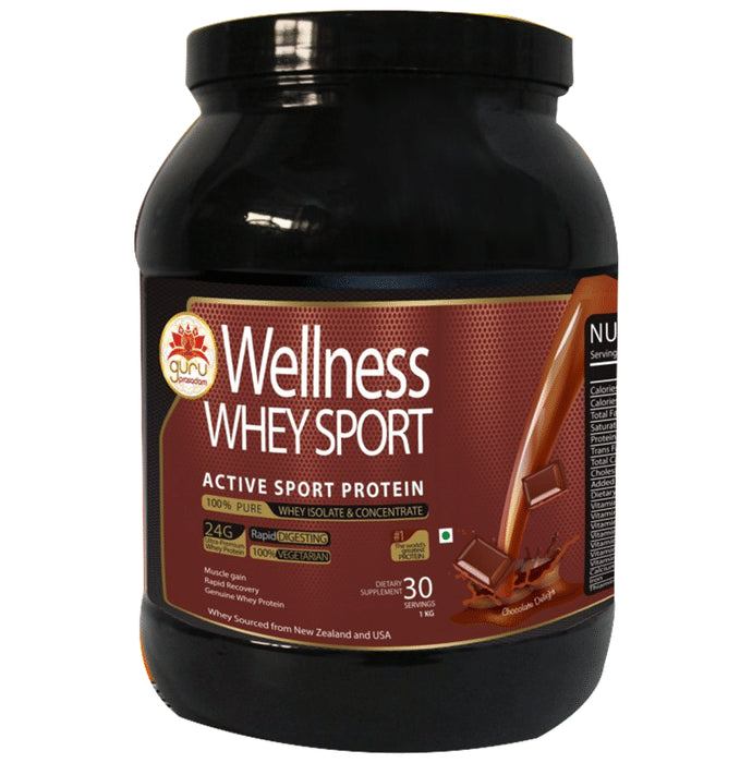 Guru Prasadam Wellness Whey Sport Protein Powder Chocolate Delight - Classic Derma
