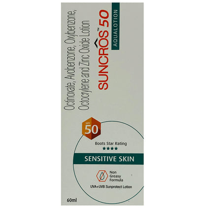 Suncros 50 Aqua Sunscreen SPF 50 | For Sensitive Skin | Non-Greasy Lotion - Classic Derma