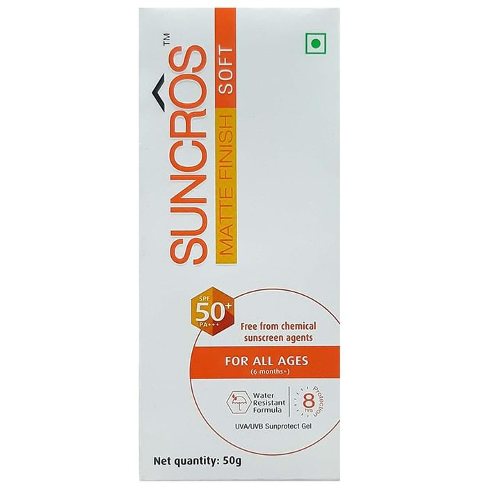 Suncros Matte Finish Sunscreen SPF 50+ PA+++ | Water Resistant Gel - Classic Derma