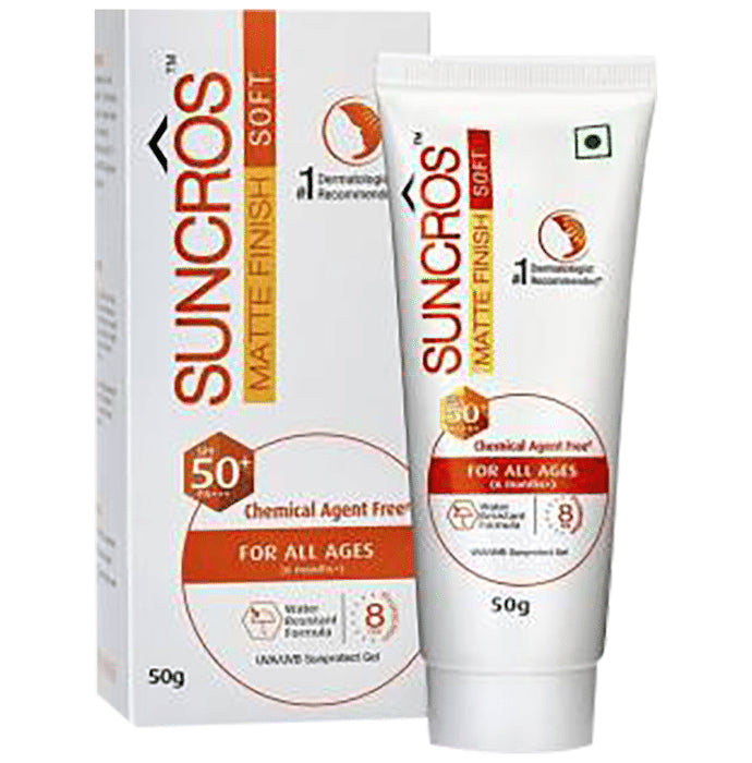 Suncros Matte Finish Sunscreen SPF 50+ PA+++ | Water Resistant Gel