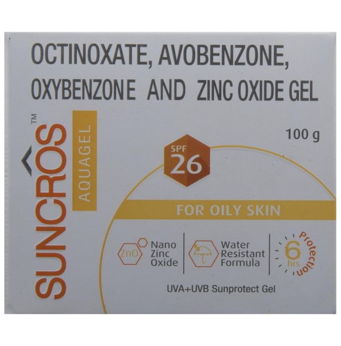 Suncros SPF 26 Aqua Sunscreen with Zinc Oxide | Water Resistant Gel