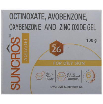 Suncros SPF 26 Aqua Sunscreen with Zinc Oxide | Water Resistant Gel