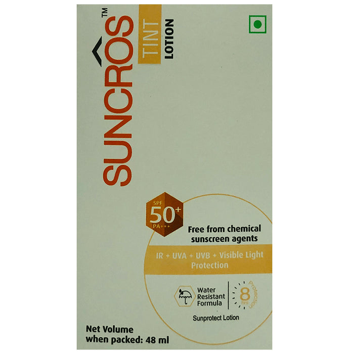 Suncros Tint Sunscreen Lotion SPF 50+ PA+++ | Water-Resistant & Chemical-Free - Classic Derma