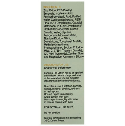 Suncros Tint Sunscreen Lotion SPF 50+ PA+++ | Water Resistant & Chemical Free