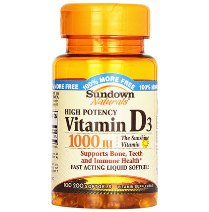 Sundown Naturals High Potency Vitamin D3 1000IU Softgel - Classic Derma