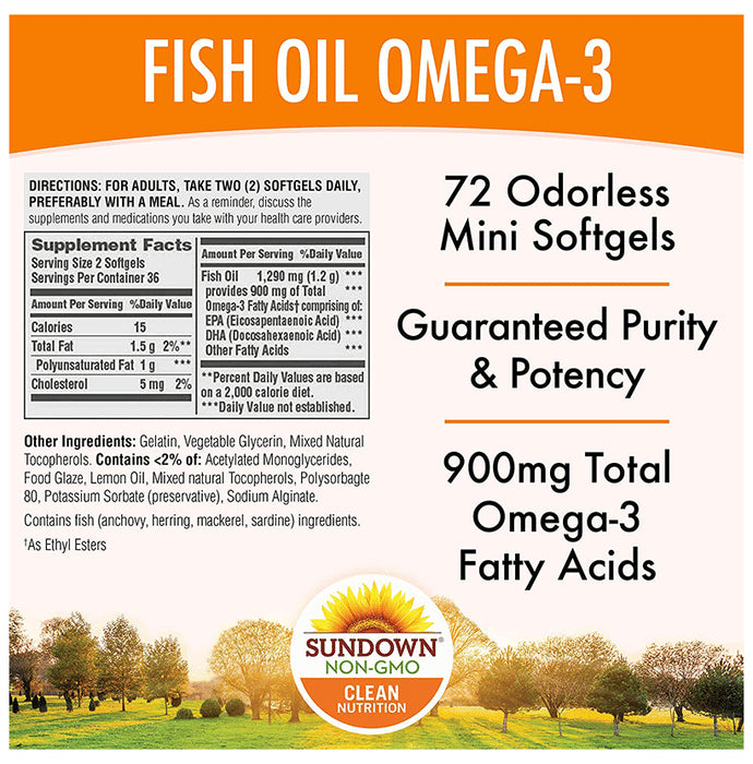 Sundown Naturals Omega 3 Fish Oil Odorless Premium Softgel