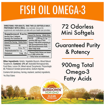 Sundown Naturals Omega 3 Fish Oil Odorless Premium Softgel