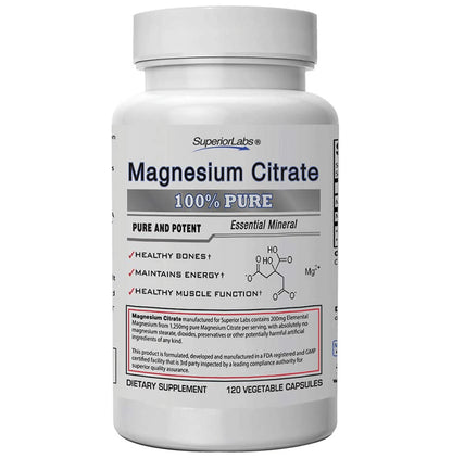 Superior Labs 100% Pure Magnesium Citrate Vegetable Capsule - Classic Derma