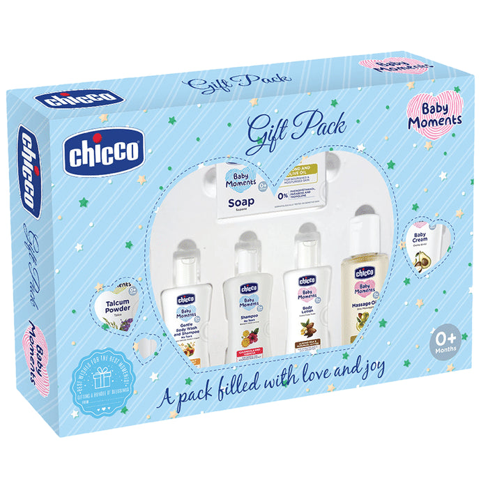 Chicco Baby Moments Baby Caring Gift Pack Set Blue - Classic Derma