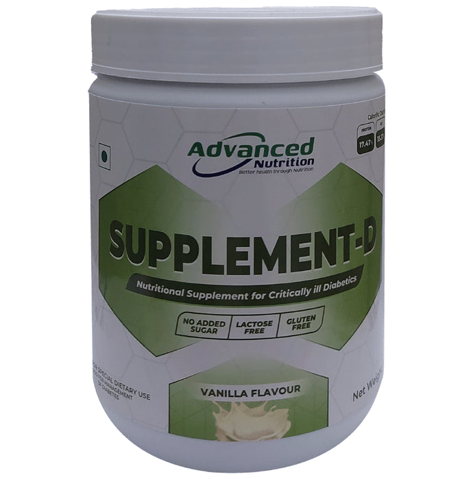 Supplement D Powder | Nutritional Supplement for Diabetics | Gluten, Lactose & Sugar Free | Flavour Vanilla - Classic Derma