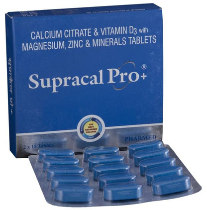 Supracal Pro+ Tablet with Calcium, Vitamin D3, Magnesium, Zinc & Minerals Tablet - Classic Derma