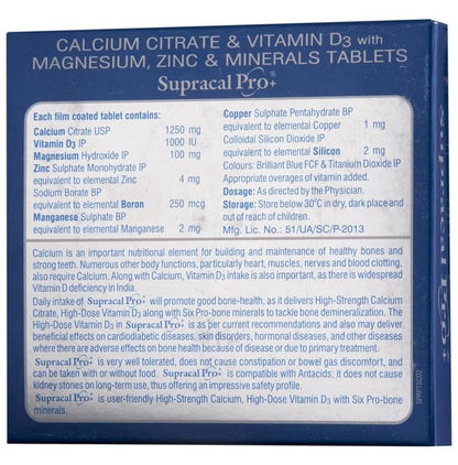 Supracal Pro+ Tablet with Calcium, Vitamin D3, Magnesium, Zinc & Minerals Tablet