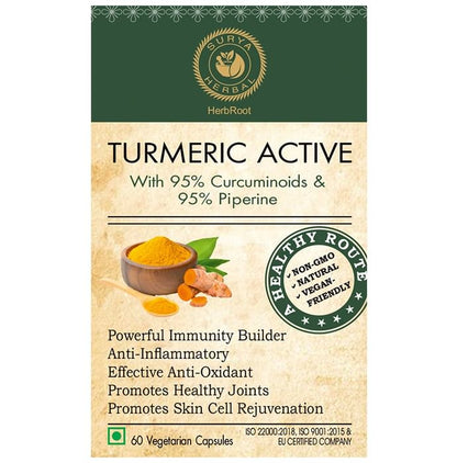 Surya Herbal Turmeric Active with 95% Curcuminoids & 95% Piperine Vegetarian Capsule - Classic Derma
