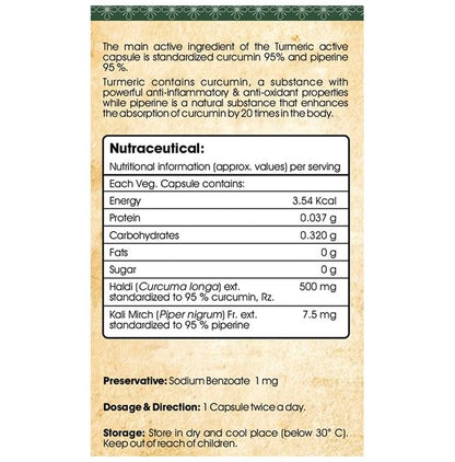 Surya Herbal Turmeric Active with 95% Curcuminoids & 95% Piperine Vegetarian Capsule