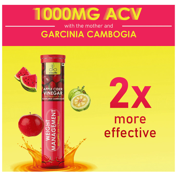 Svaa.Life Apple Cider Vinegar with Garcinia Cambogia Effervescent Tablet (21 Each) Watermelon