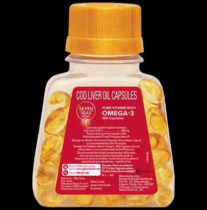 Seven Seas Seven Seas Original Cod-Liver Oil Capsule | For Brain, Bones, Eyes & Immunity | Source of Vitamins A, D, EPA & DHA | Nutrition Formula