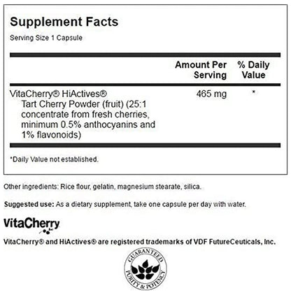Swanson Hi Actives Tart Cherry 465mg Capsule