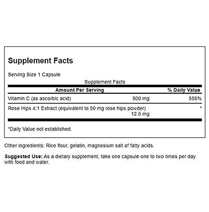 Swanson Vitamin C With Rose Hips 500mg Capsule