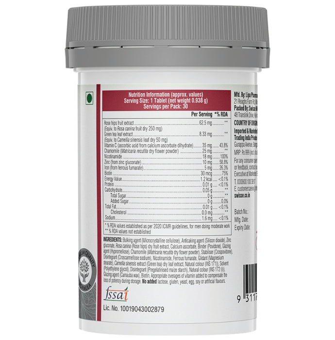 Swisse Beauty Biotin+ with Nicotinamide, Rose Hips & Vitamin C | For Hair, Skin, Nails and Collagen Formation | Tablet