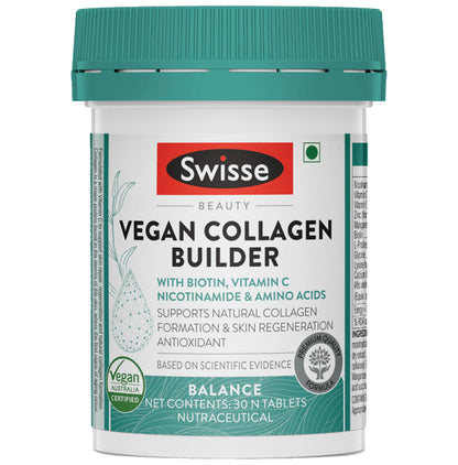 Swisse Beauty Vegan Collagen Builder | With Biotin & Vitamin C for Skin & Antioxidant Benefits | Tablet - Classic Derma