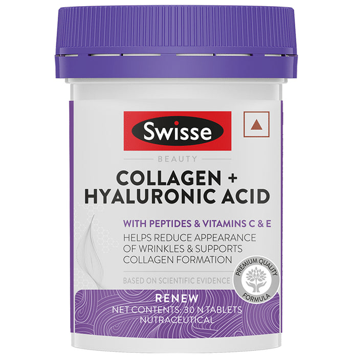 Swisse Collagen + Hyaluronic Acid | With Vitamin C & E for Anti-Wrinkle Support | Tablet - Classic Derma