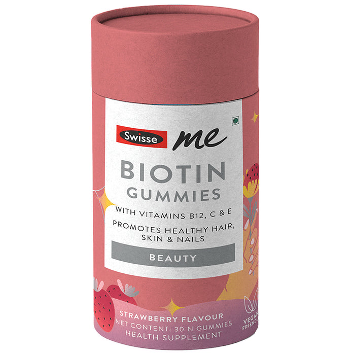 Swisse Me Biotin Gummies with Vitamin B12, C & E, Promotes Healthy Hair, Skin & Nails - Classic Derma