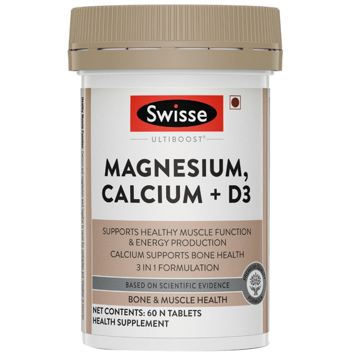 Swisse Ultiboost Magnesium, Calcium + D3 | Tablet for Muscles, Energy & Bone Health - Classic Derma