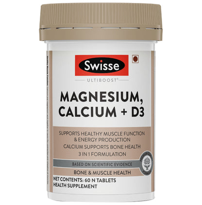Swisse Ultiboost Magnesium, Calcium + D3 | Tablet for Muscles, Energy & Bone Health - Classic Derma
