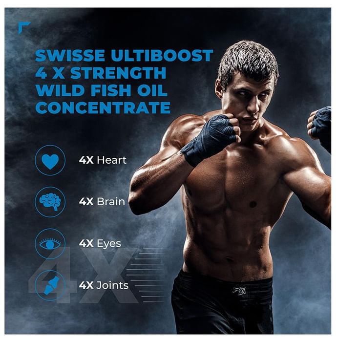 Swisse Ultiboost Odourless 4X Strength Wild Fish Oil | With 1800mg Omega 3 for Joints, Heart, Brain & Eyes | Capsule